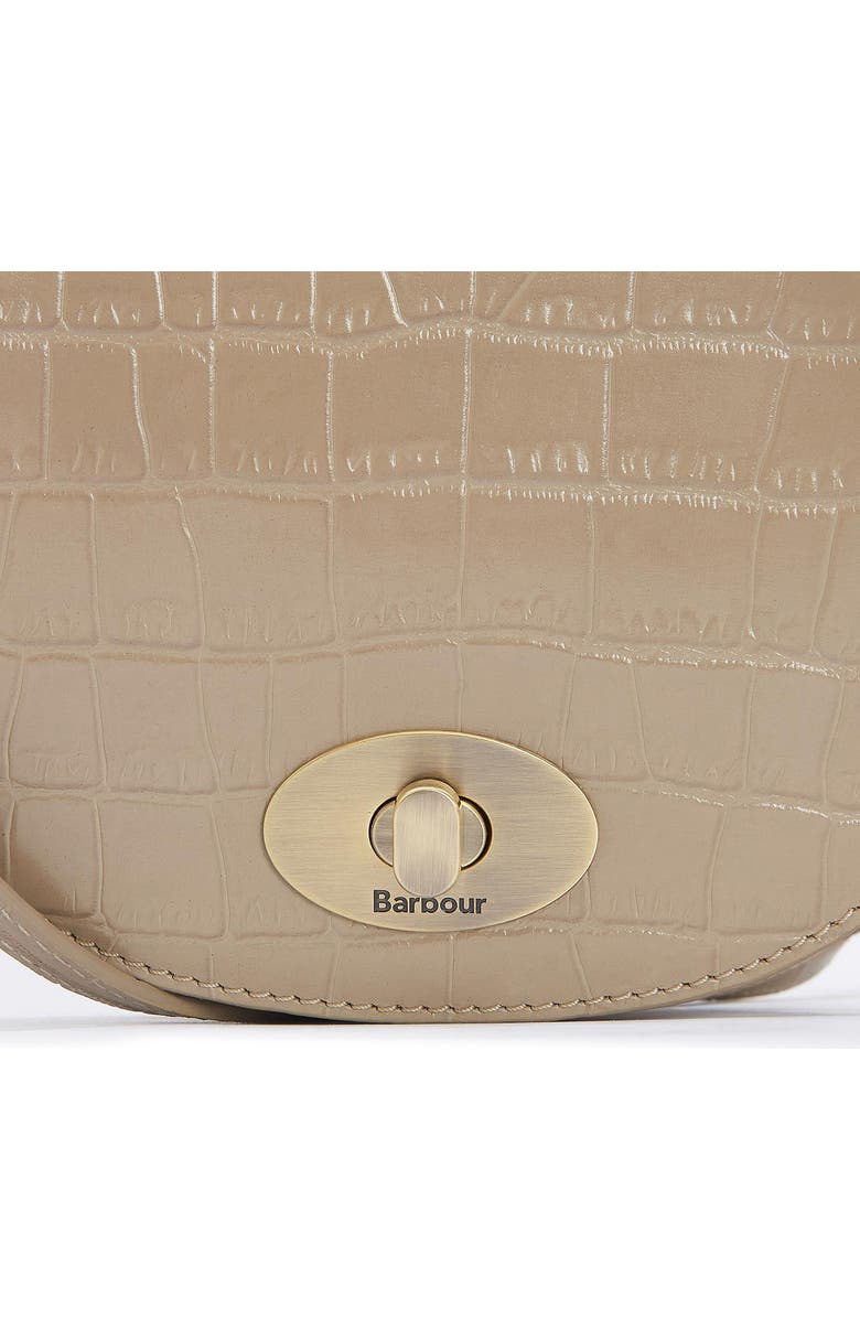 Barbour Eilein Croc Embossed Leather Saddle Crossbody Bag, Alternate, color,