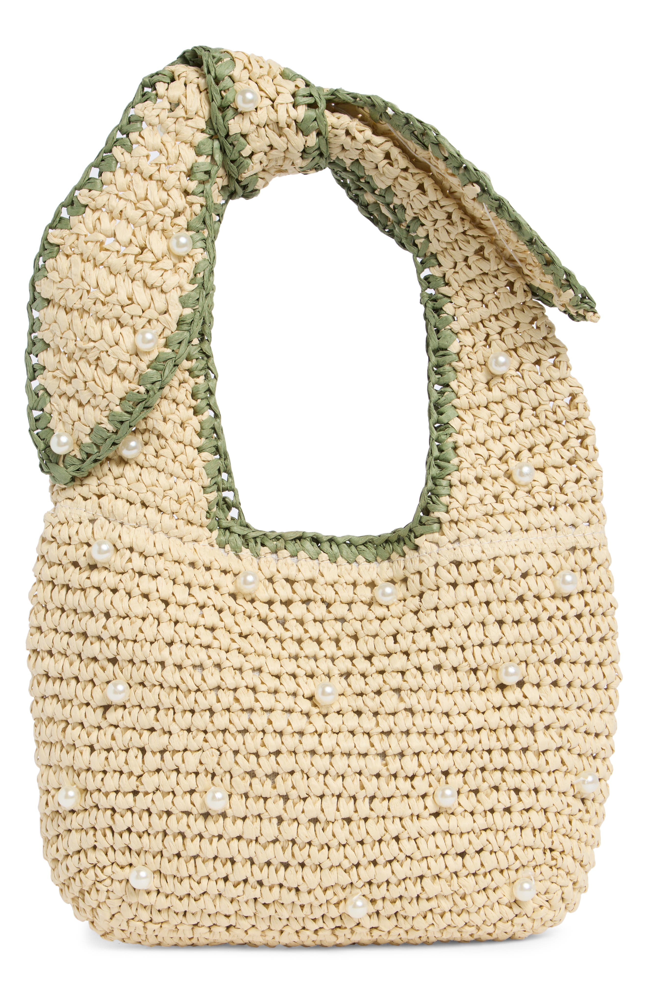 ALESSIA BIANCHI Faux Pearl Shoulder Bag, Alternate, color, Off White/ Lime