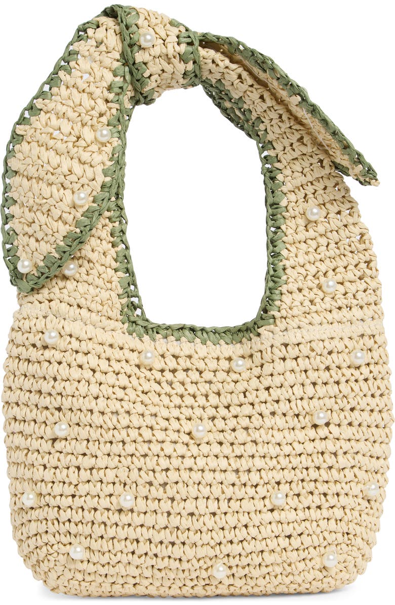ALESSIA BIANCHI Faux Pearl Shoulder Bag, Alternate, color, Off White/ Lime