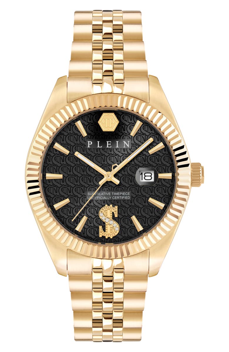 PHILIPP PLEIN Date Superlative Two-Tone Bracelet Watch, 41mm, Main, color, Ip Yellow Gold