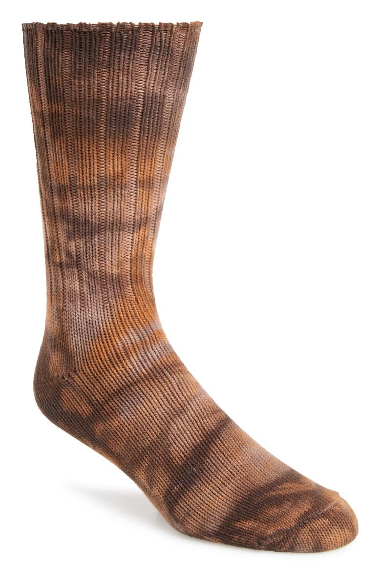 Uneven Dye Socks, Main, color, BROWN