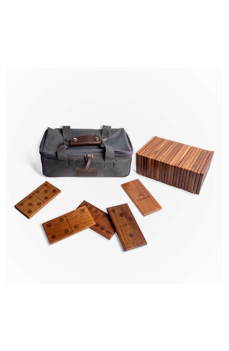 Elakai Acacia Valley Runner Dominoes Set, Main, color, Natural Wood