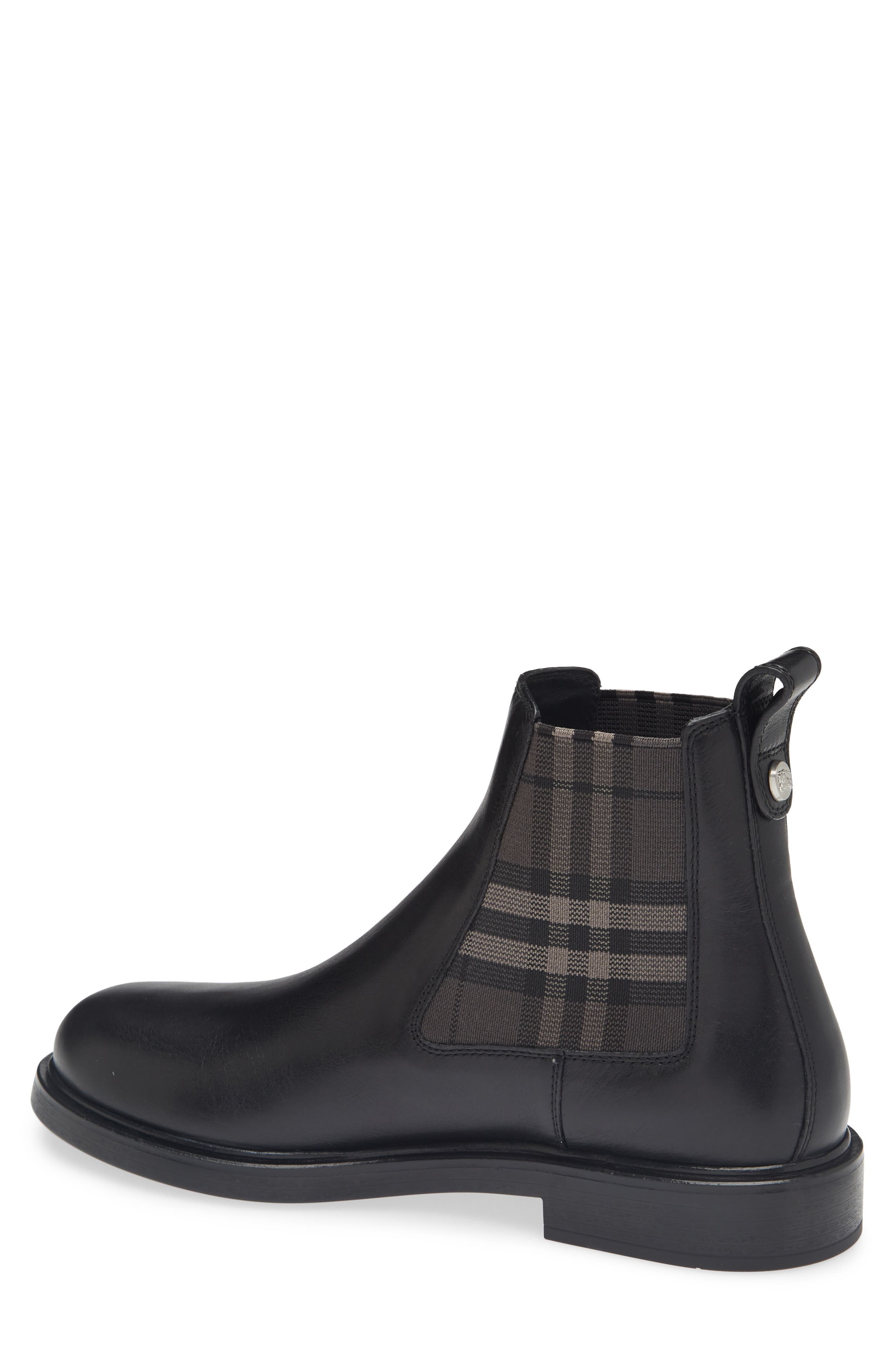 Burberry Pembroke Check Chelsea Boot, Alternate, color, Black
