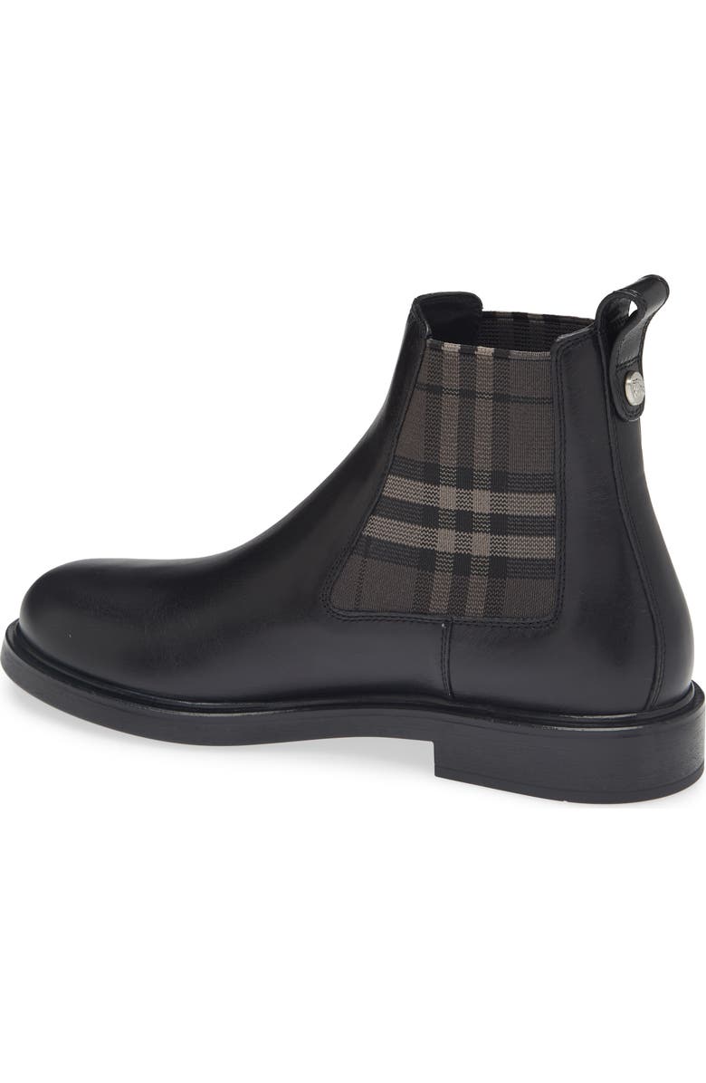 Burberry Pembroke Check Chelsea Boot, Alternate, color, Black
