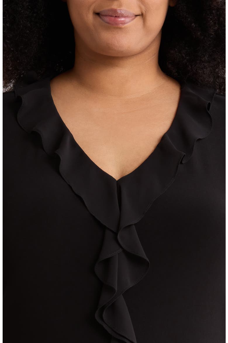 Cascade Ruffle Front Top, Alternate, color, ANNE BLACK
