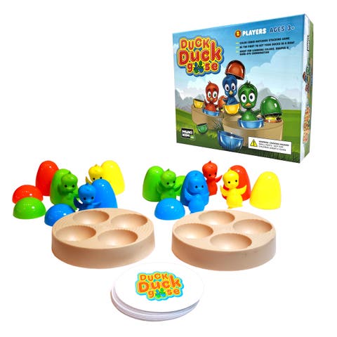 Duck Duck Goose - Color Sorting & Shape Stacking Board Game Challenge. Educational & Fine Motor Skills Learning Fun for Ages 3+, Toddlers & Preschoolers! No Batteries Required