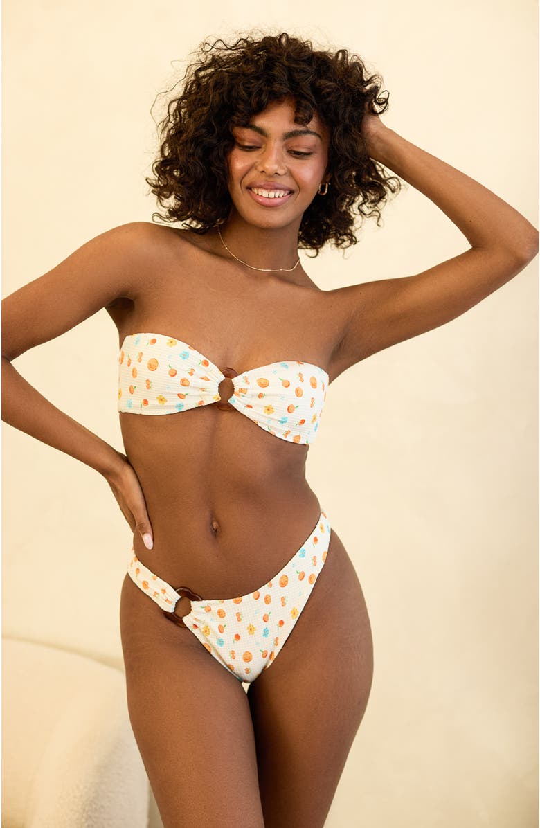 Dippin Daisys Lotus Bandeau Bikini Top, Main, color, Clementine