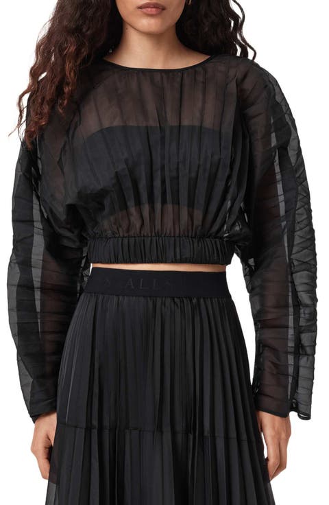 Micaela Sheer Pleat Crop Top