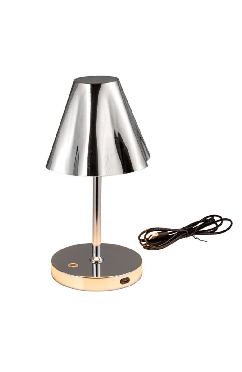 Storied Home Metal LED Rechargeable Table Lamp with Touch Sensor, Silver Finish, Alternate, color, Chrome