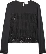 ST. JOHN Fringe & Sequin Top