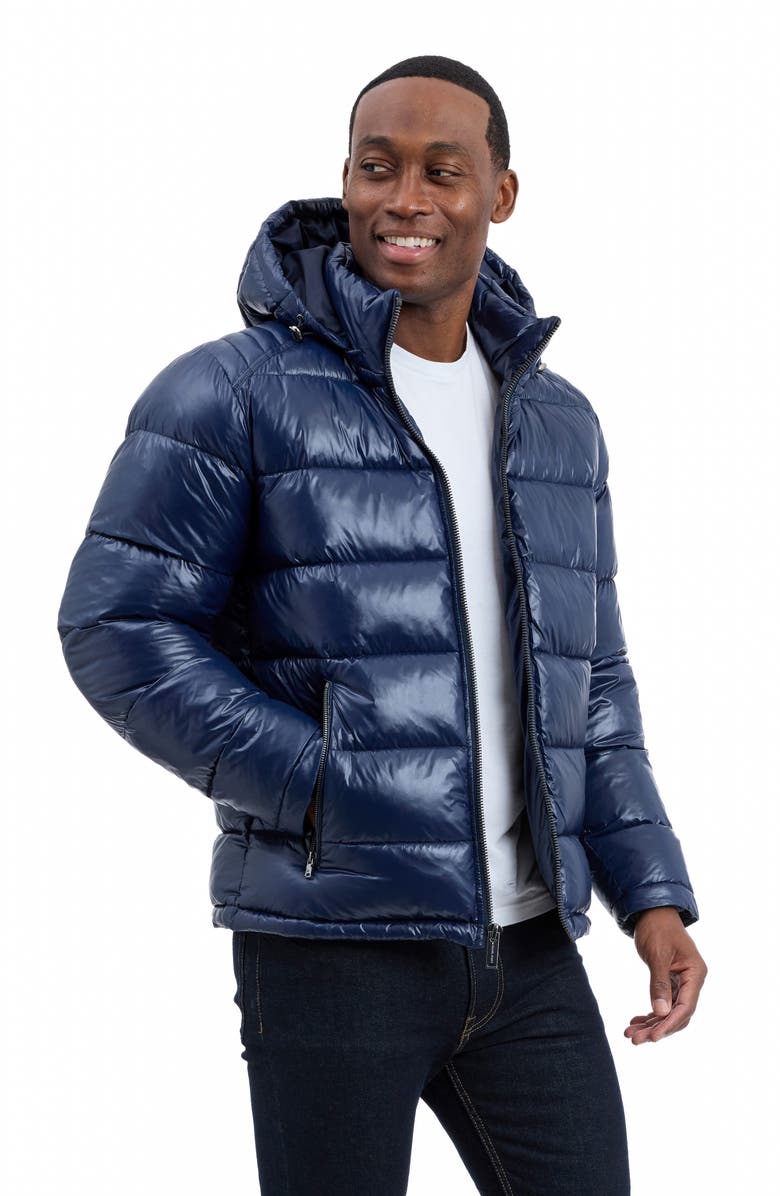 Michael Kors Balloch Water Resistant Hooded Puffer Jacket, Alternate, color, Midnight Navy