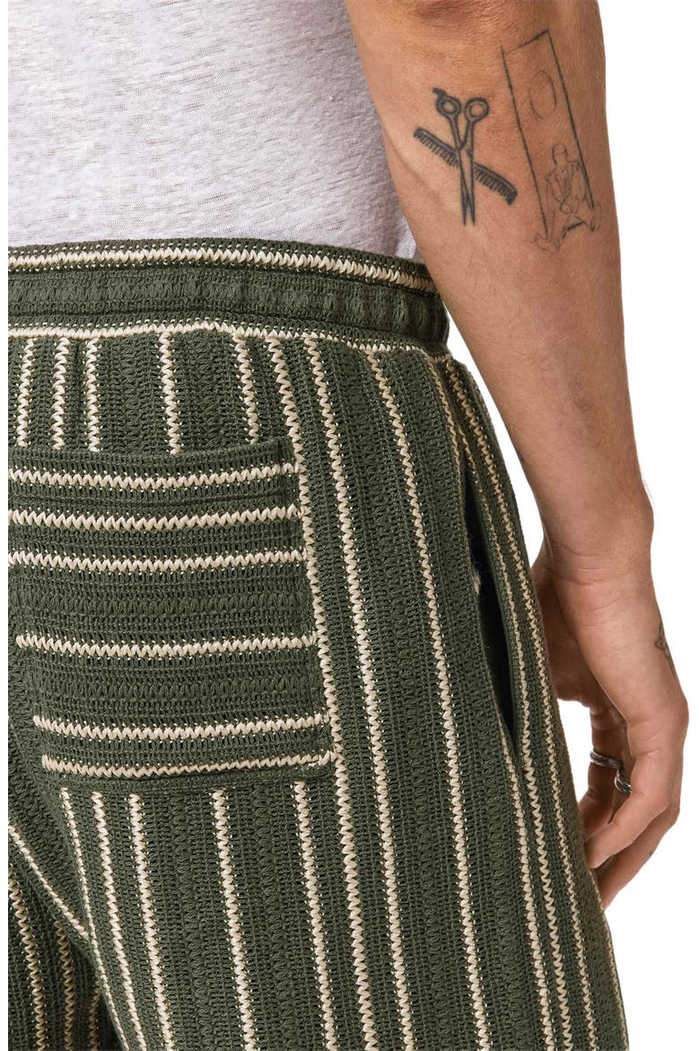 Everson Vertical Texture Stripe Cotton Blend Drawstring Shorts, Alternate, color, MOSS