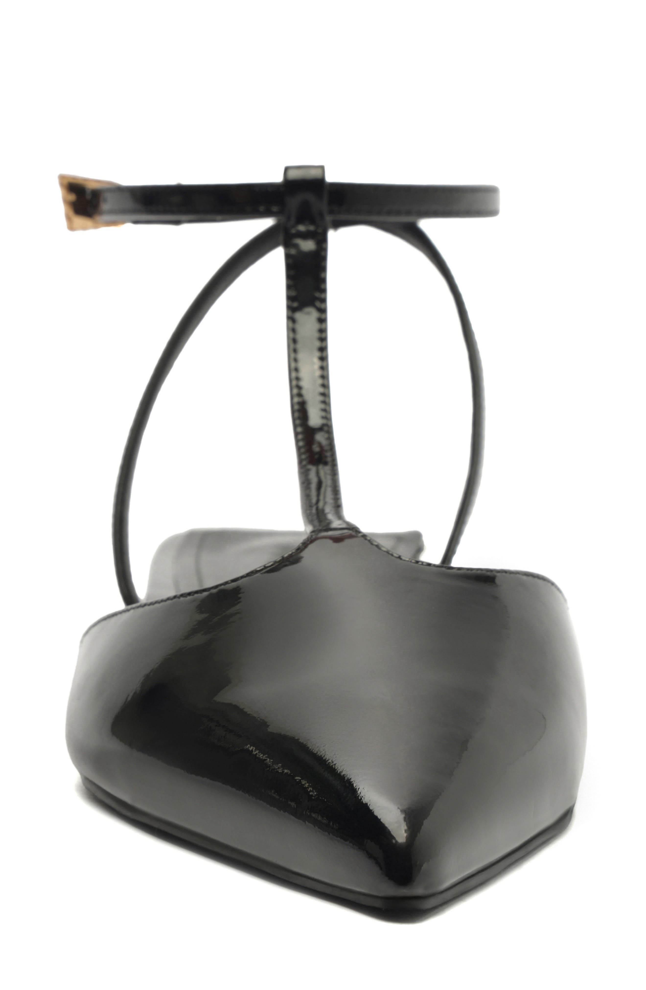 Schutz Allure Pointed Toe T-Strap Flat, Alternate, color, Black