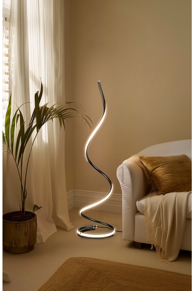 Allure 38" Spiral LED Floor Lamp with Built-In 3-Way Dimmer Function, Alternate, color, Classic Black
