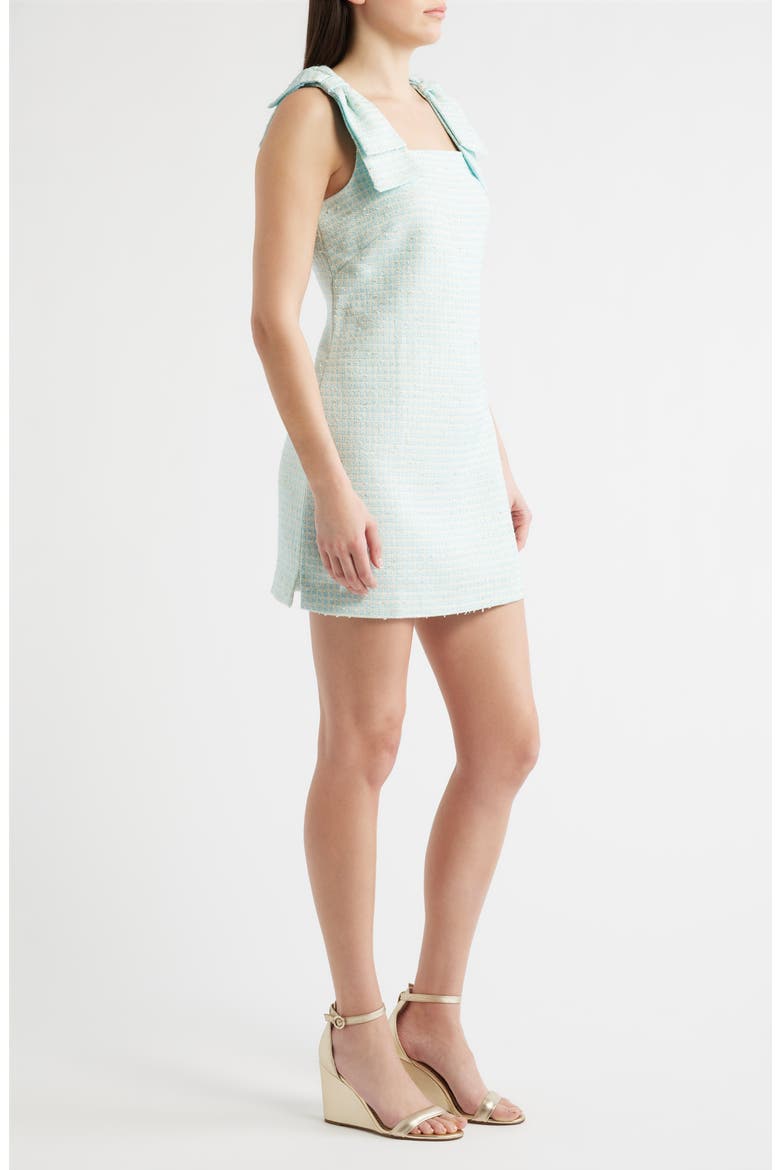 Anders Skirted Tweed Romper, Alternate, color, CAPRI BLUE FANTASY BOUCLE