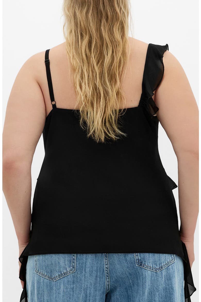 Waverly Ruffle Asymmetric Tank, Alternate, color, BLACK