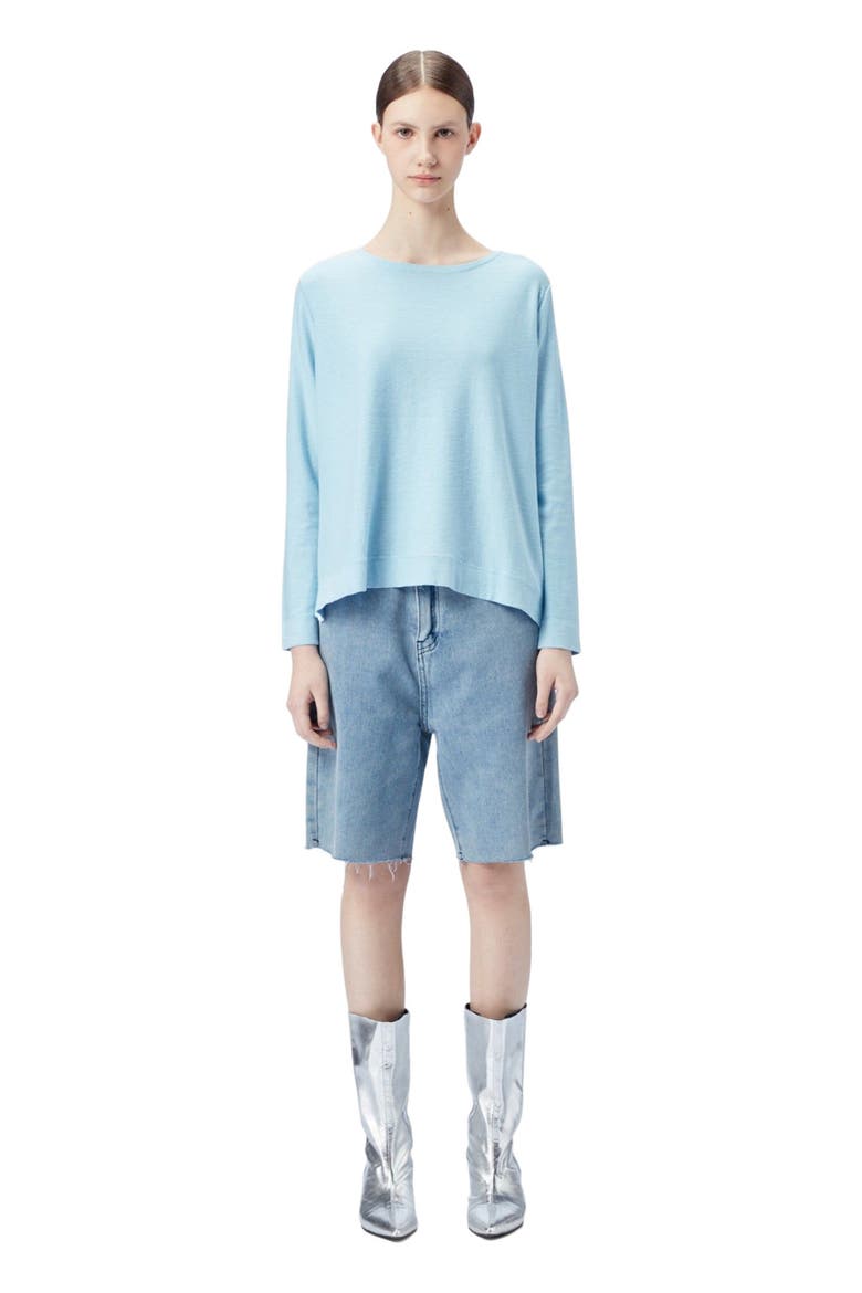 Boatneck Cotton Silk Cashmere Blend Sweater, Alternate, color, aquamarine