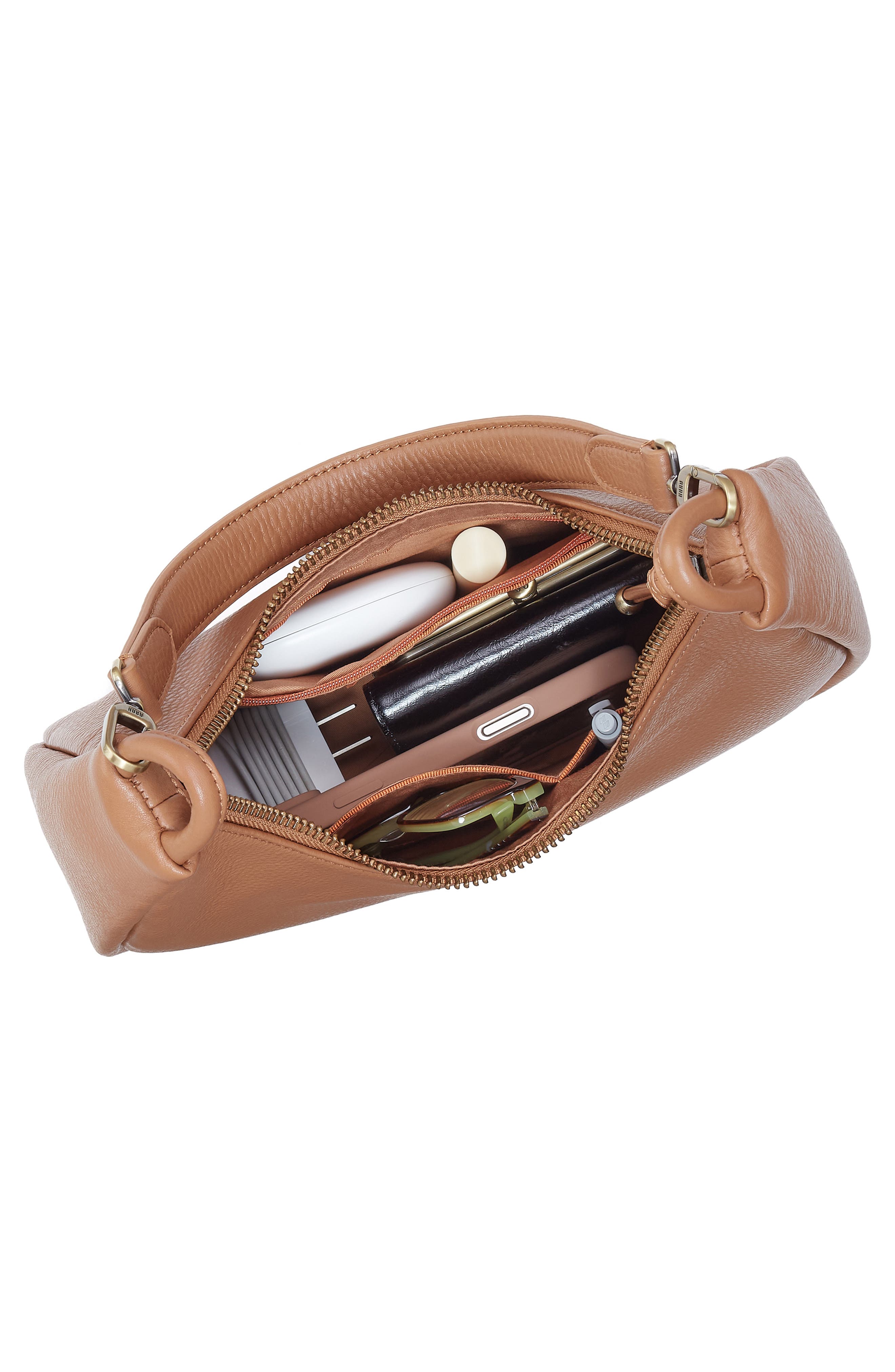 HOBO Small Cass Leather Shoulder Bag, Alternate, color, Brown Sugar