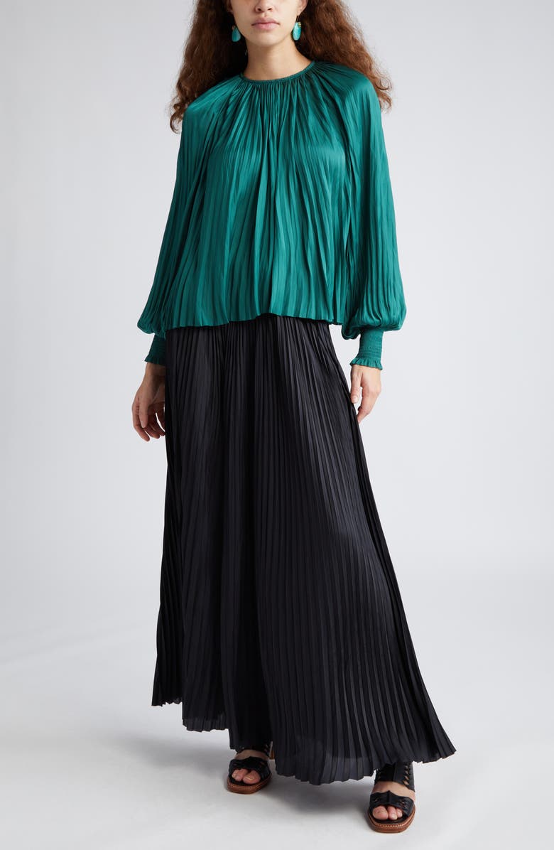 Ulla Johnson Aidy Pleated Satin Top, Alternate, color, 