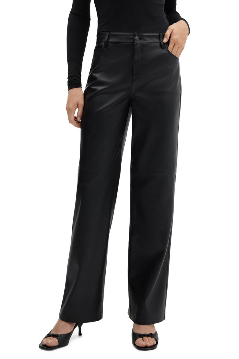 Faux Leather Wide Leg Pants, Main, color, BLACK