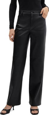 MANGO Faux Leather Wide Leg Pants