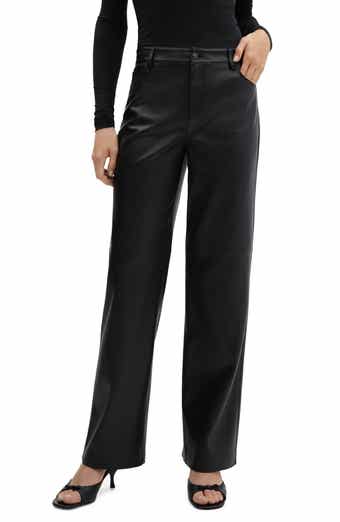 MANGO Faux Leather Wide Leg Pants