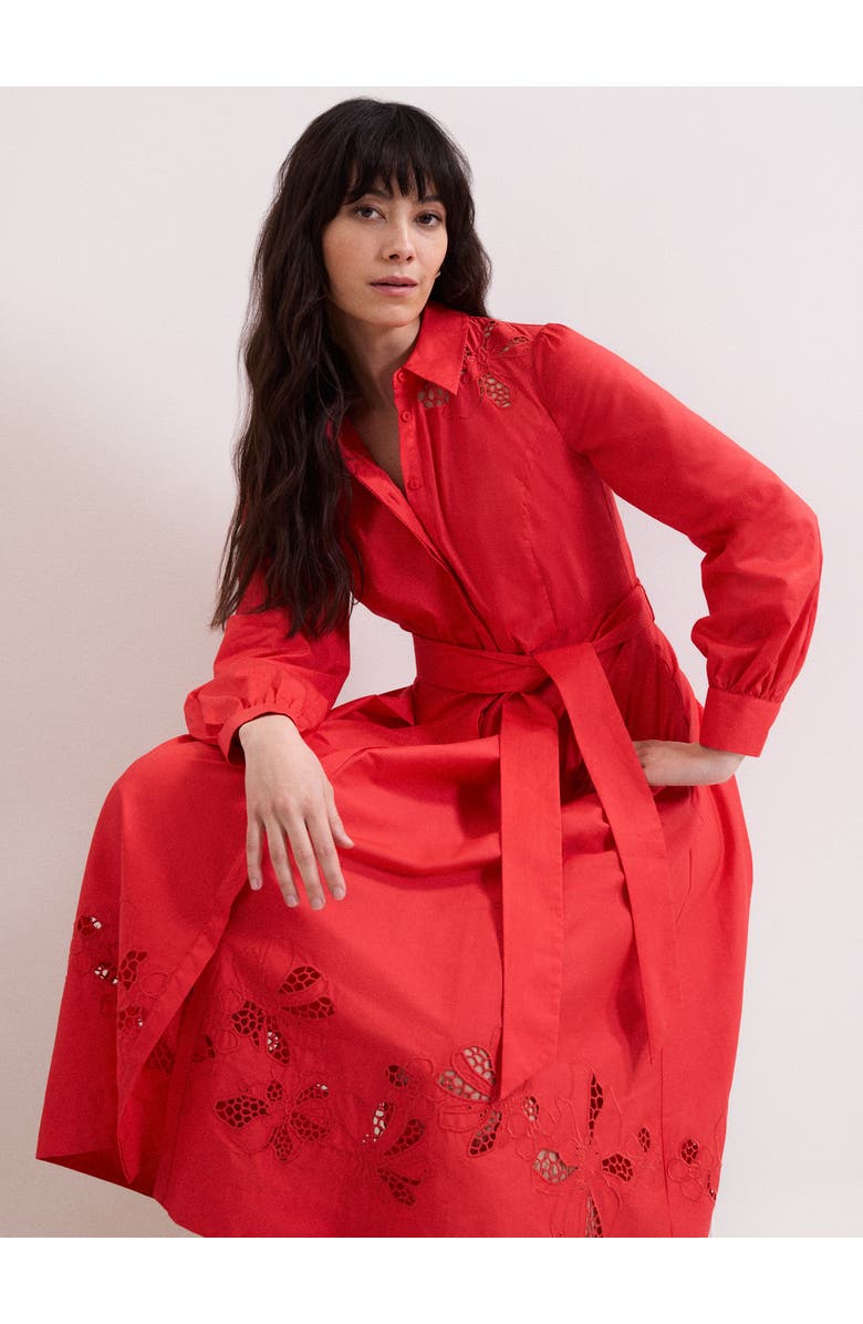 Phase Eight Kim Cutwork Hem Midi Dress, Alternate, color, Red