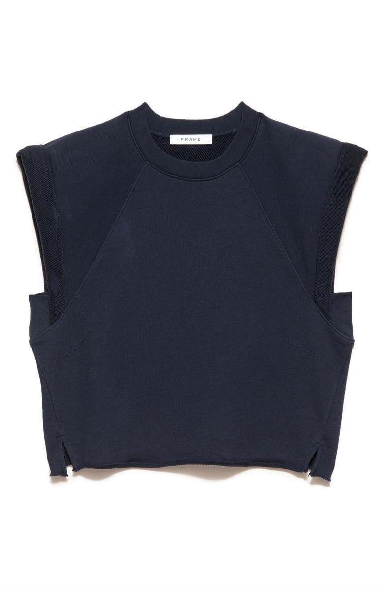 FRAME Roll Sleeve Crop Sweatshirt, Main, color, Navy