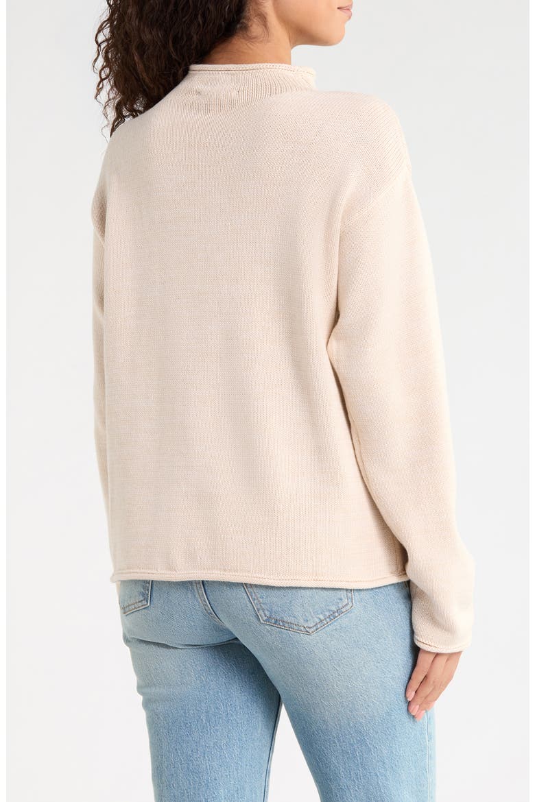 Elsie Cotton Blend Roll Edge Sweater, Main, color, WHEAT HEATHER BEIGE