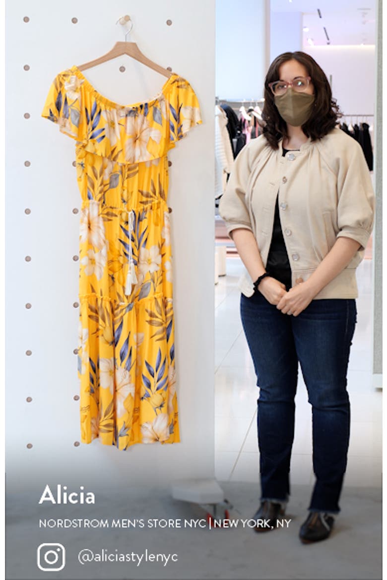 Belle Off the Shoulder Tiered Midi Dress video
