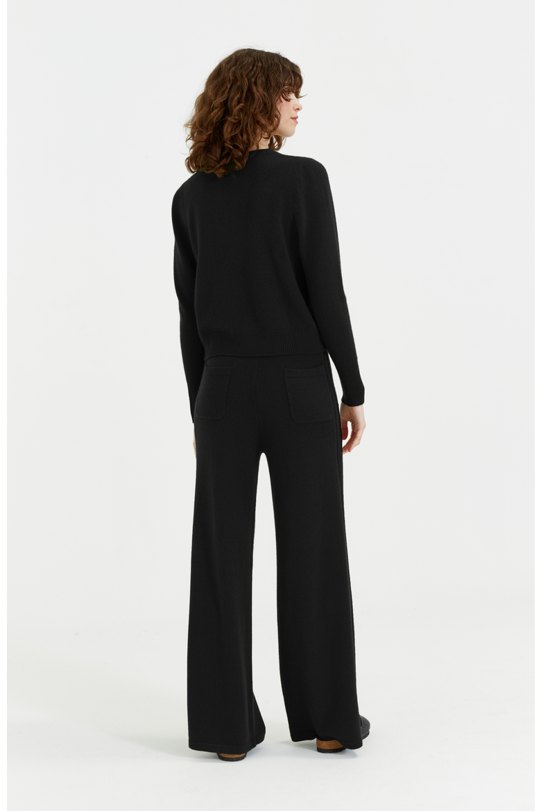 Pure Cashmere Cropped Sweater, Alternate, color, Black