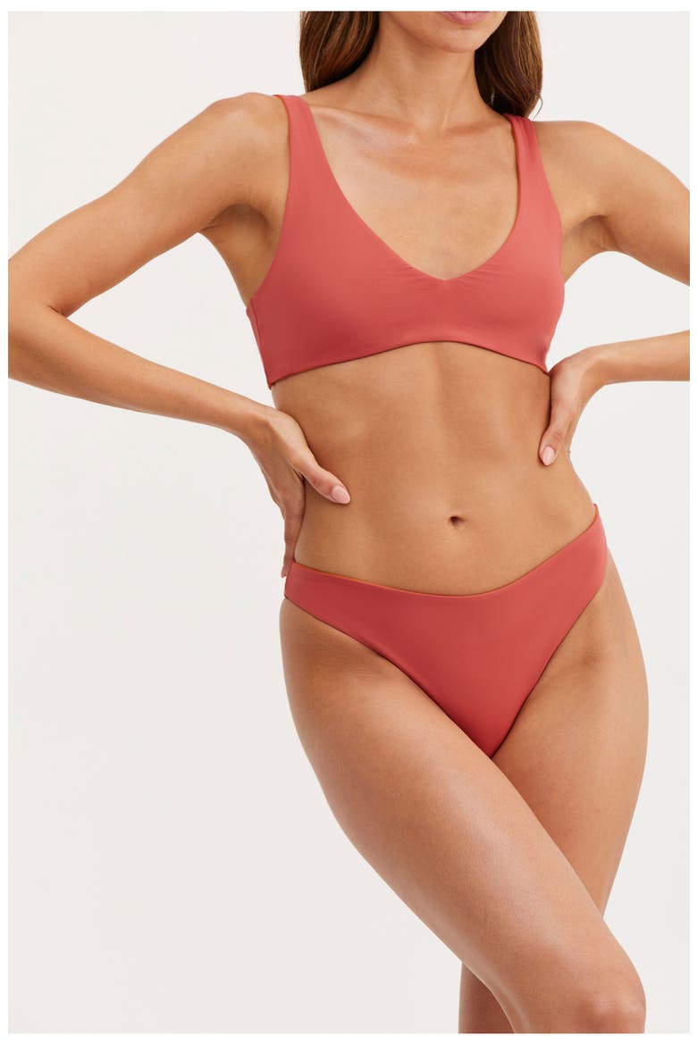 Kaia V-Neck Bra Swim Top, Alternate, color, CLAY/SPI