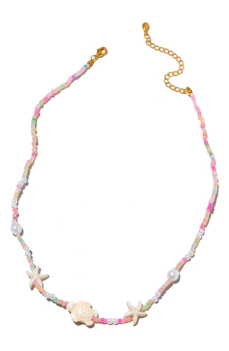 Girls Crew Turtle Bay Beaded Necklace, Main, color, Gold