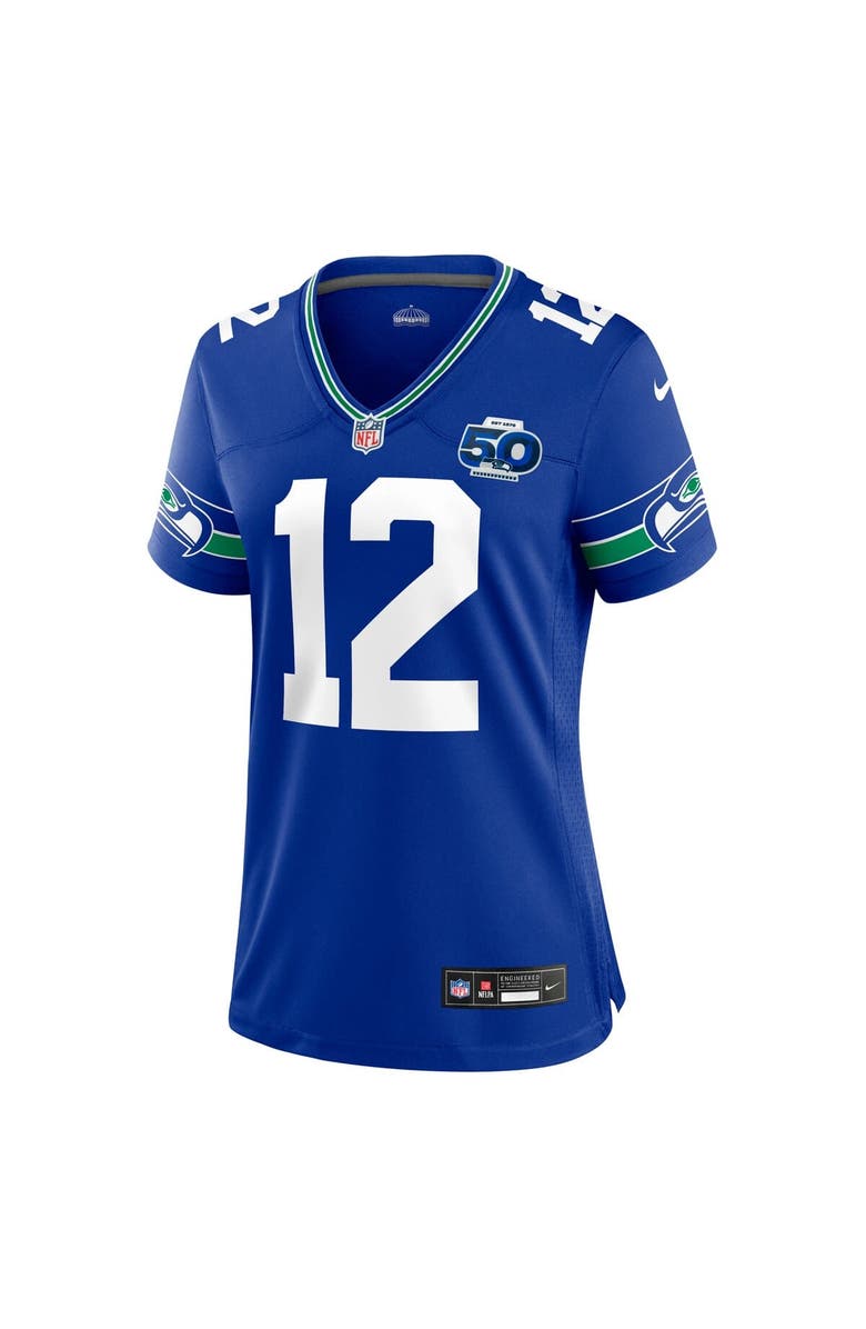 Nike Women's Nike 12 Fan Royal Seattle Seahawks Alternate 2 50th Season Game Jersey, Alternate, color, Royal