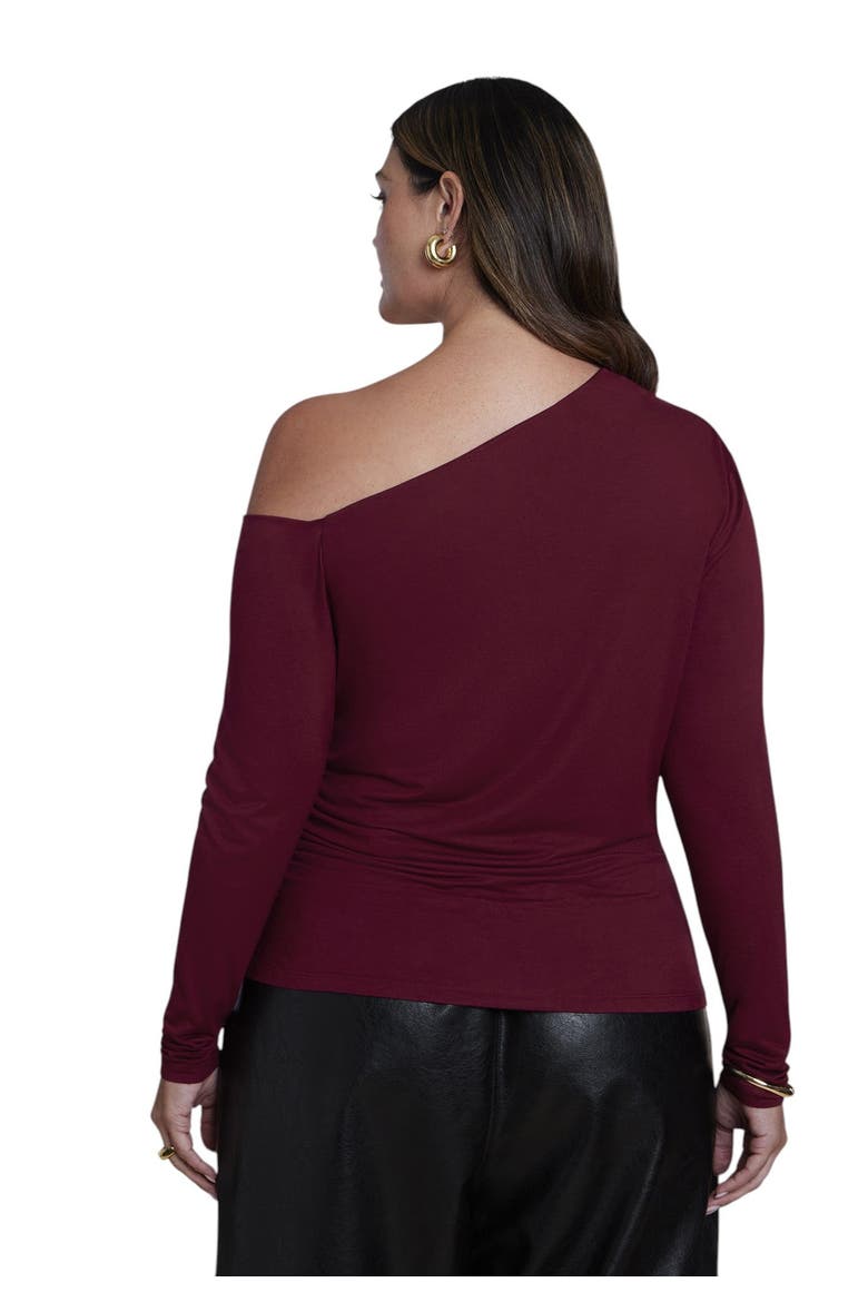 Off The Shoulder Shirred Top (plus), Alternate, color, TAWNY PORT