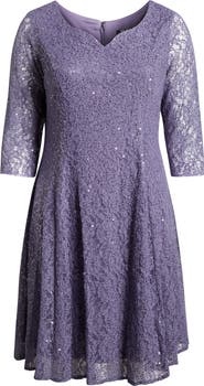 SLNY Lace Fit & Flare Dress