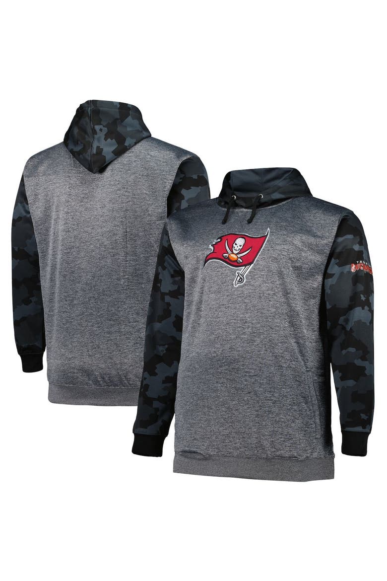 Men's Fanatics Branded Heather Charcoal Tampa Bay Buccaneers Big & Tall Camo Pullover Hoodie, Main, color, Heather Charcoal