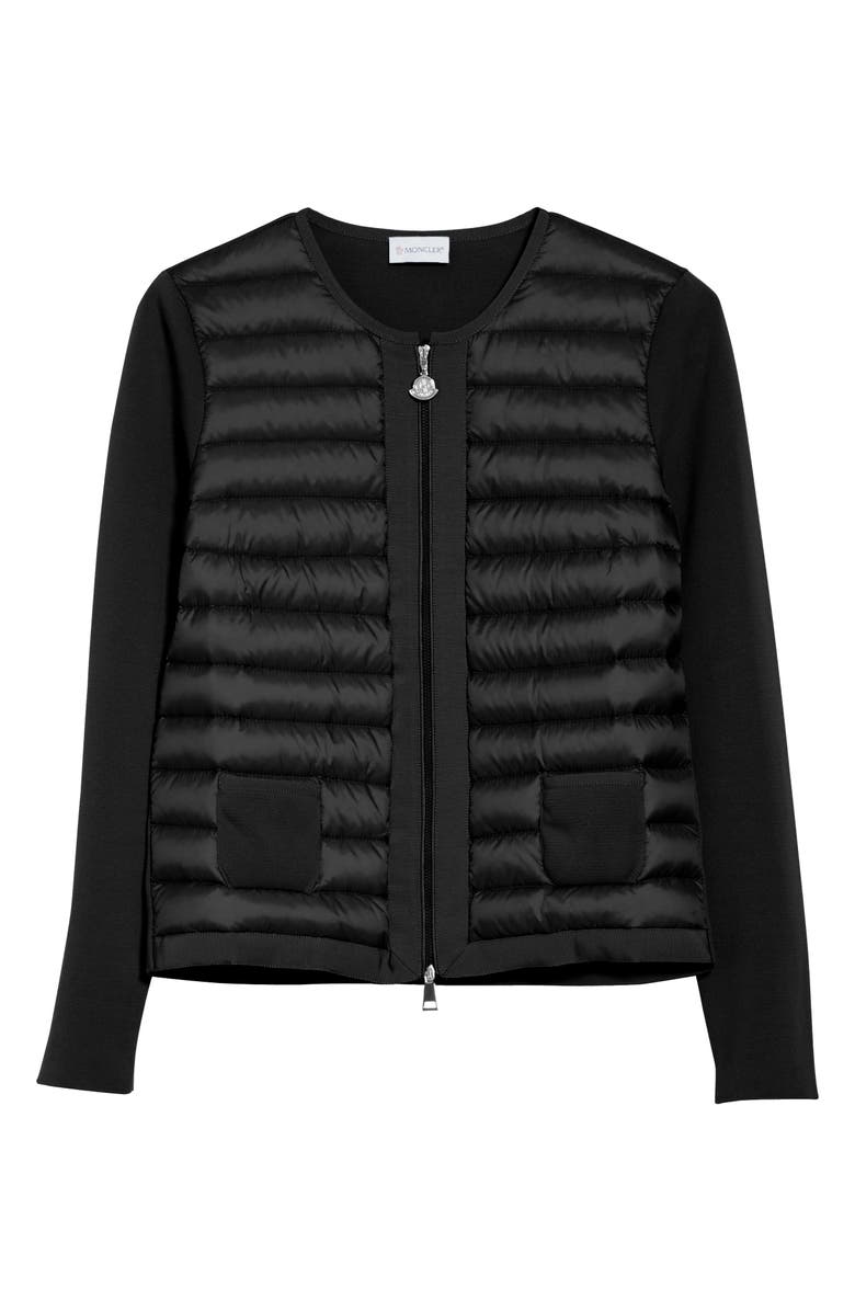 Moncler Maglia Quilted Down Front Tricot Cardigan, Alternate, color, 