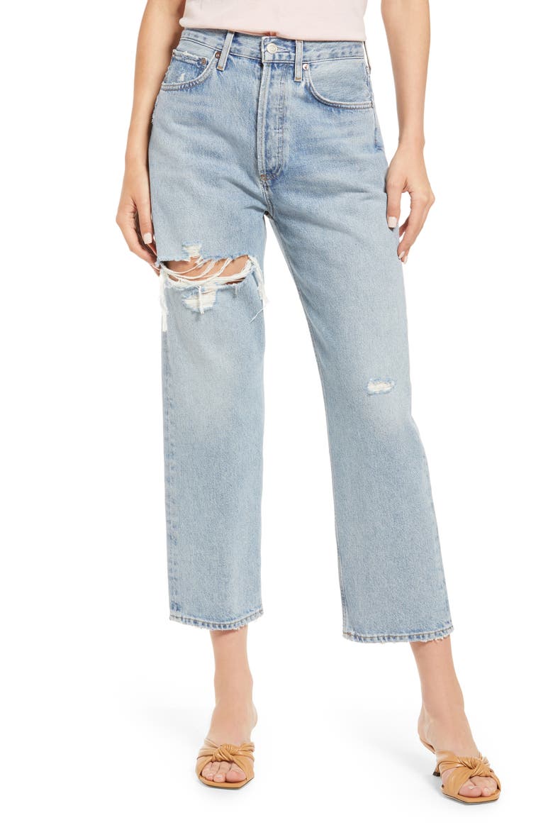 '90s Ripped Crop Loose Fit Jeans, Main, color, ECHO