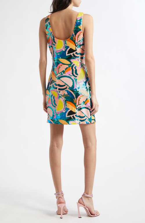 Shop Ramy Brook Miller Tropical Sequin Minidress In Royale Blue Sequin