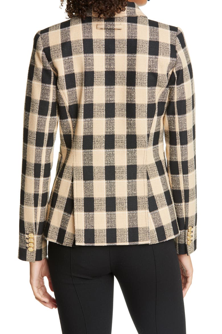 Duchess Plaid Cutaway Blazer, Alternate, color, BLACK/ TAN CHECK