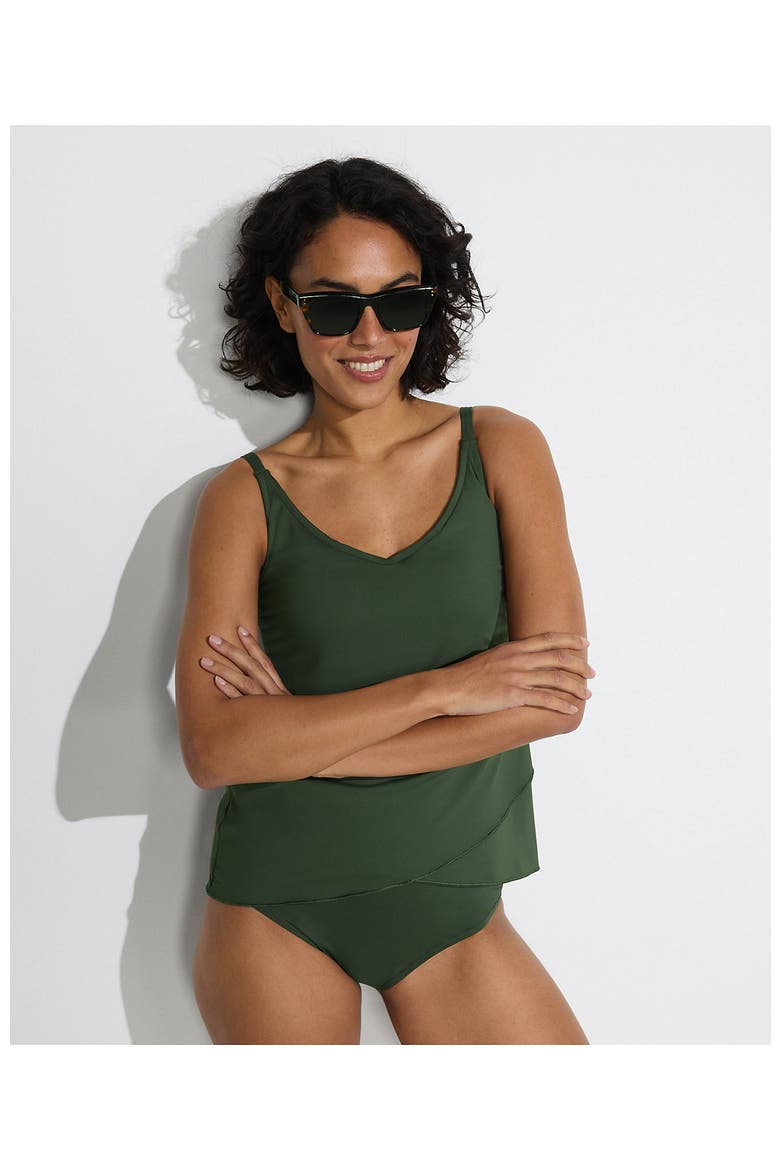 Plus Size DD-Cup Tulip Hem Tankini Top, Alternate, color, Rich Olive Green