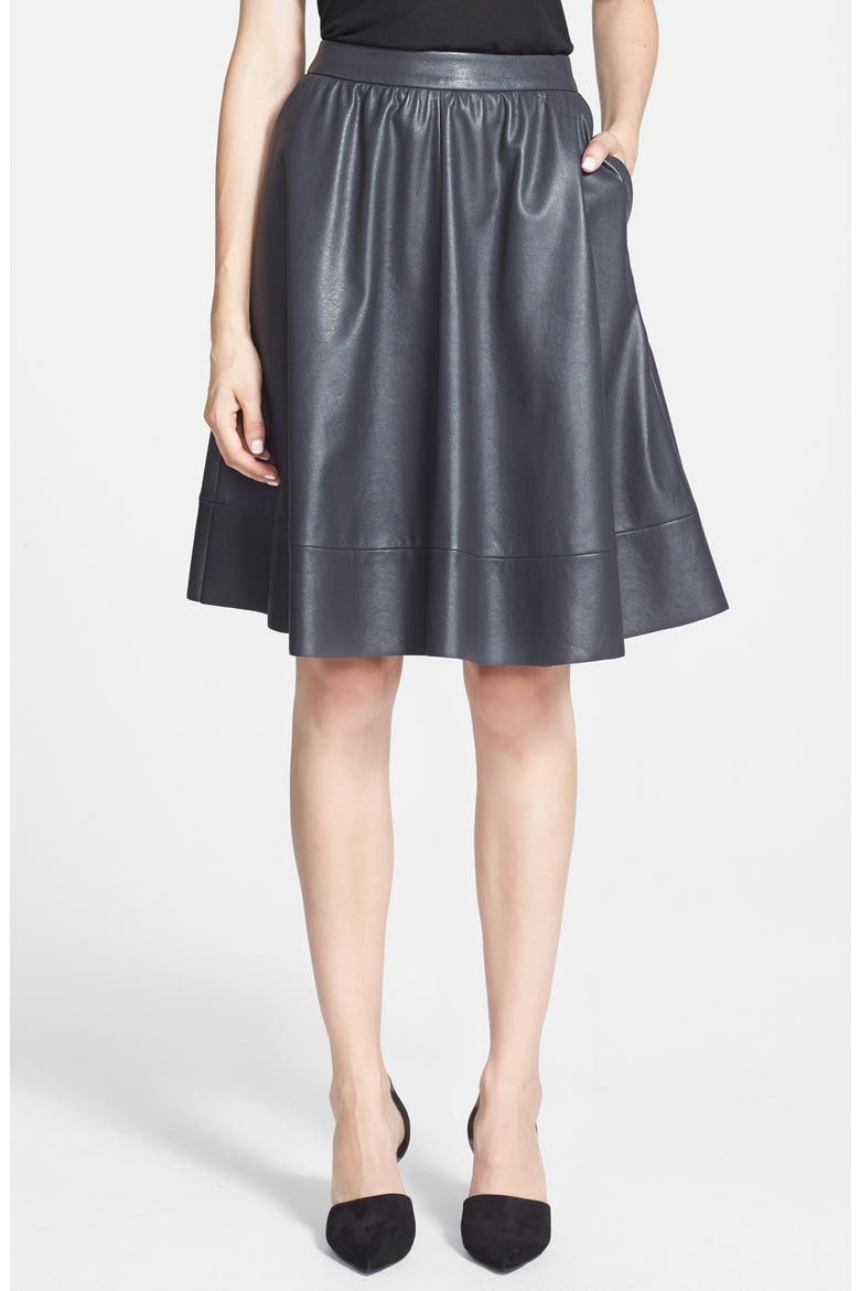 Faux Leather A-Line Skirt, Main, color, GREY