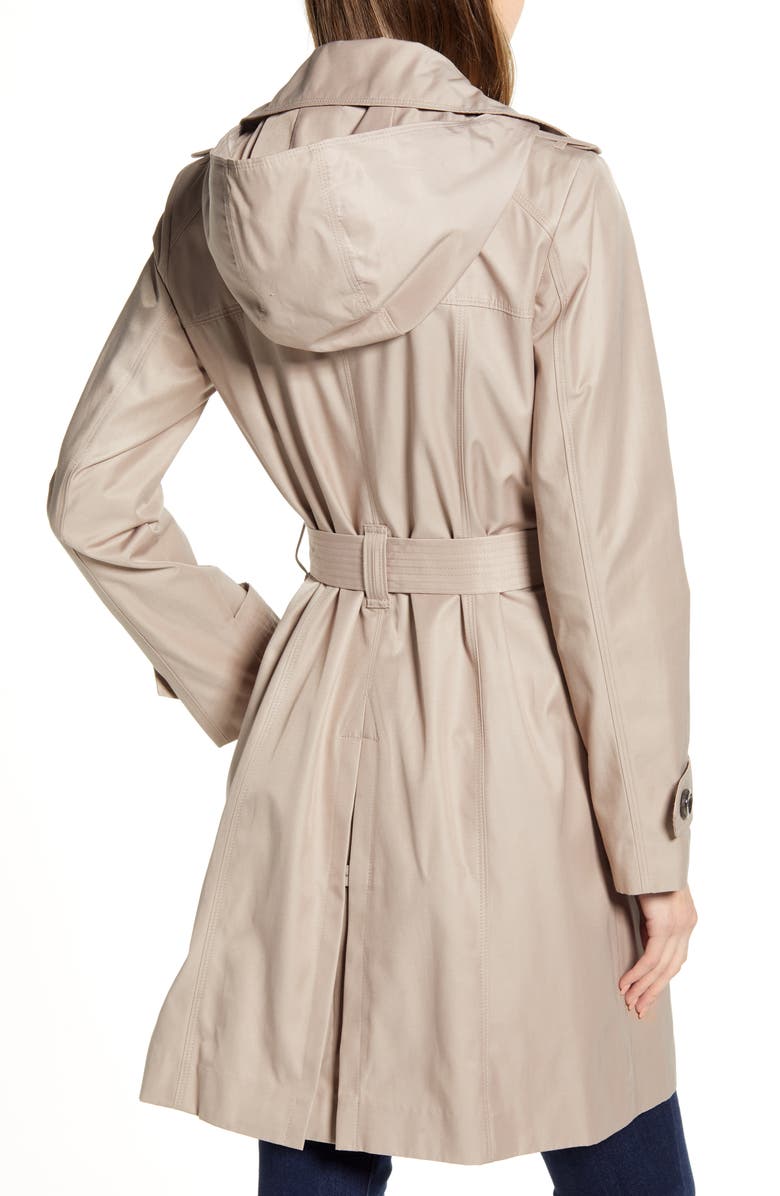 London Fog Double Breasted Trench Raincoat, Alternate, color,