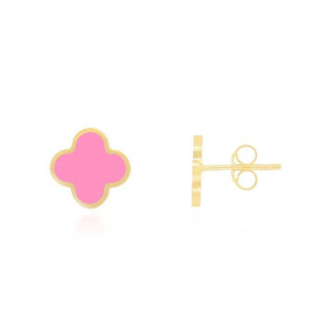 Small Bubblegum Pink Clover Stud Earrings