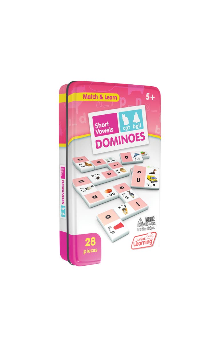 Junior Learning Short Vowel Dominoes Action Tile Game, Alternate, color, Multicolored