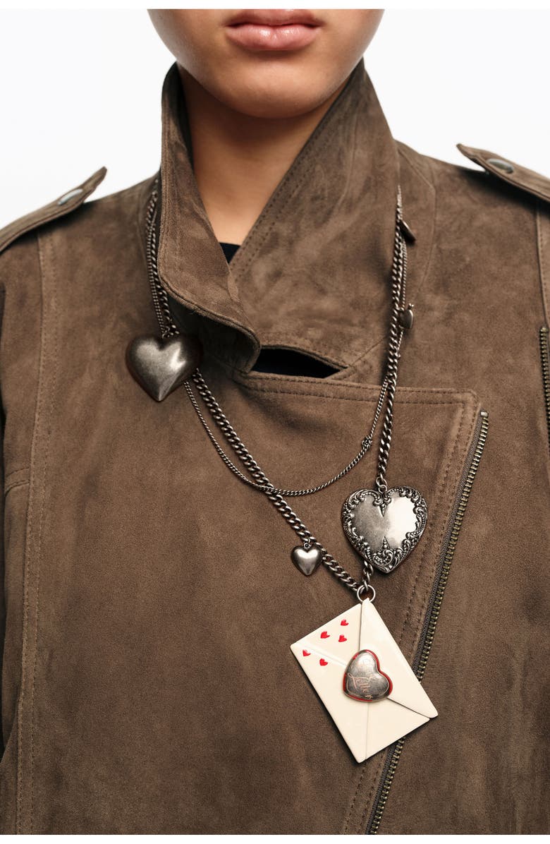 Bimba y Lola Aged Love Letter Necklace, Alternate, color, Dark Silver