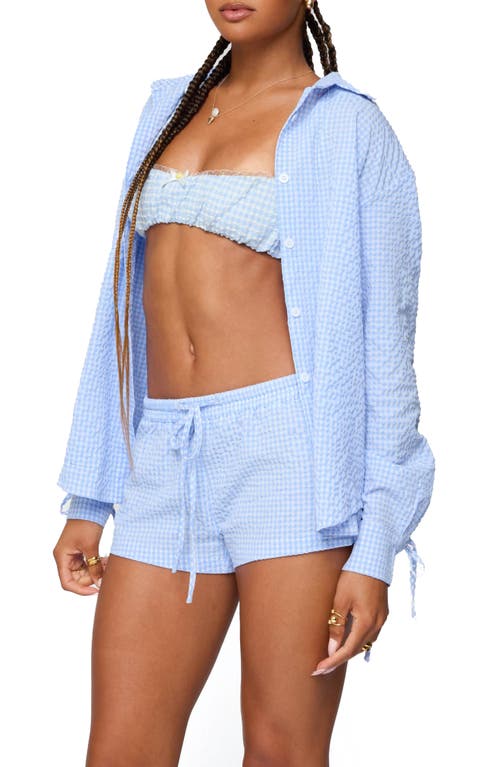 Edikted Lira Oversized Gingham Button Up Shirt In Multi