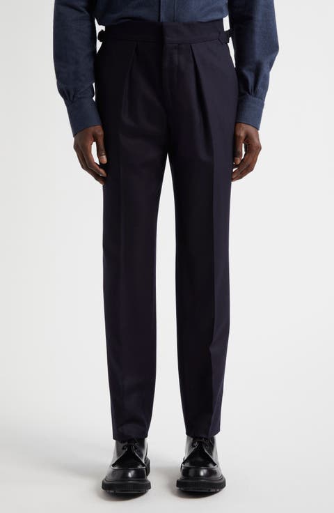 Pleated Virgin Wool Twill Trousers