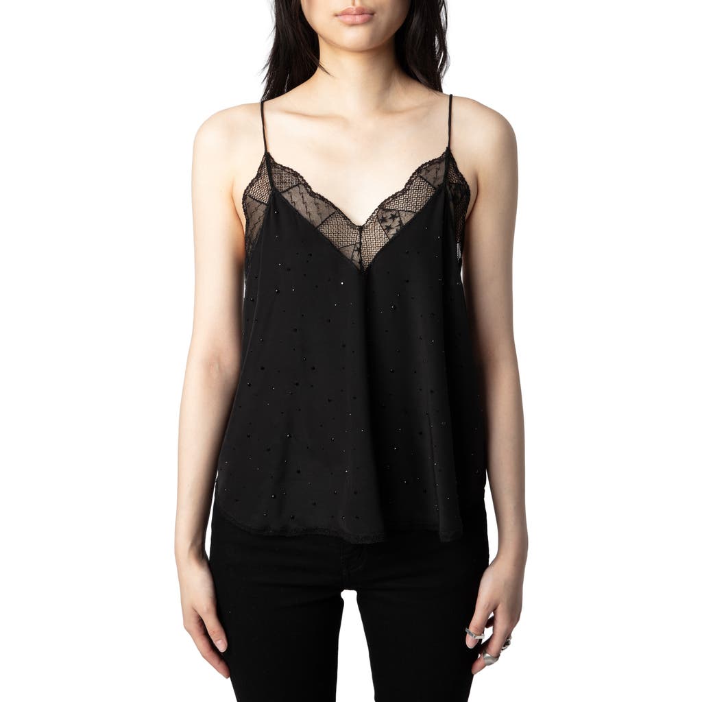Zadig & Voltaire Christy Beaded Silk Camisole In Black